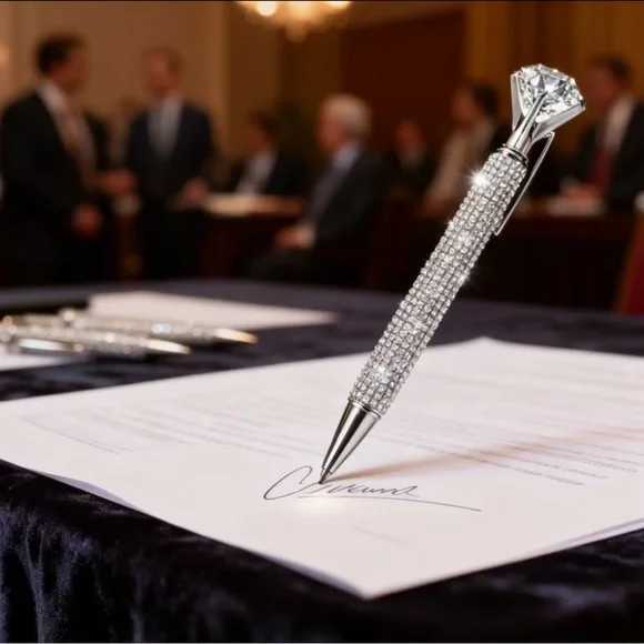 Elegant 6” Silver Crystal Pen NEW Large diamond crystal exquisite in gift-box - Picture 10 of 16